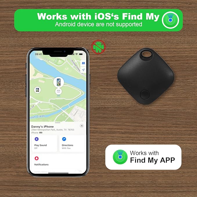 AURTEC Smart Air Tracker for Pets, Vehicles, Keys & Luggage - Compatible with Apple Find My App (iOS Only), Real-Time Global Location Tracking, Long Battery Life, Geo-Fencing,4 Pack