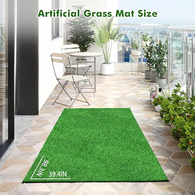 Artificial Grass Rug Turf for Dogs Indoor Outdoor Fake Grass for Dogs Potty Training Area Patio Lawn Decoration (98.3 x 39.4 Inch (Pack of 1))