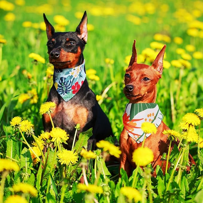 Kacctyen 100 Pcs Dog Bandanas Summer Bulk Hawaiian Dog Adjustable Cute Washable Triangle Kerchief Scarf Bibs for Small to Medium Pet Seasonal Party Costume Accessories
