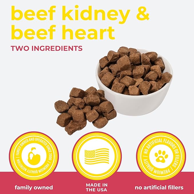 Momentum Carnivore Nutrition Freeze-Dried Beef Training Bites – Two Ingredients-Beef Kidney and Heart, Grain-Free, All-Natural Dog Treats –Made in USA – Perfect for Training & Rewards- 2.5 oz Bag