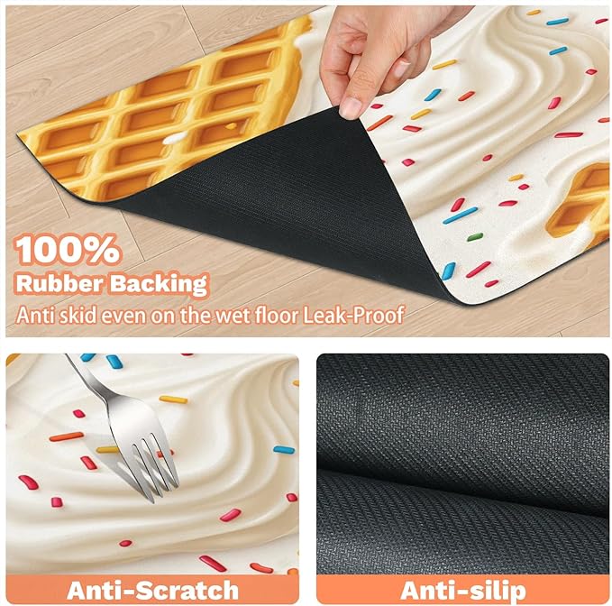 Ice Cream Dog Food Mat for Floors Absorbent Dog Bowl Mat for Food and Water Dispenser Quick Dry Cat Food Placemat Pet Supplies 16" x 24", Sweet Donut