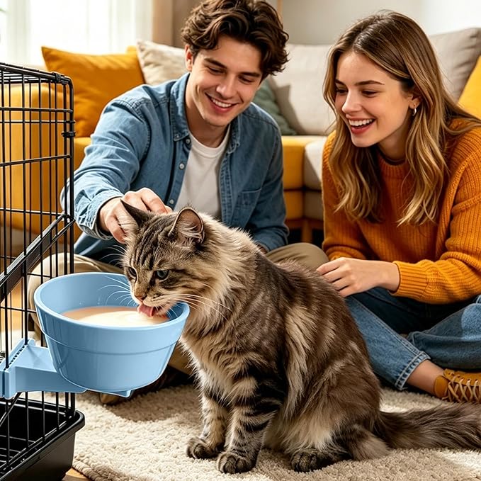 Dog Crate Water Bowl, Removable Detachable Puppy Feeder, 13.5x7cm, Indoor Outdoor Feeding Container, Small Dog Food Holder, Easy Clean Design, Stable Pet Supply, for Home, Yard, Apartment