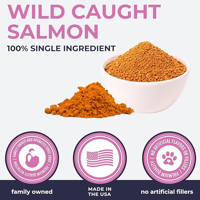 Momentum Carnivore Nutrition Freeze-Dried Wild-Caught Salmon Pet Food Topper – Single-Ingredient, All-Natural Topper – High-Protein for Dogs and Cats, Grain-Free and Made in The USA– (3.75 oz Bag)