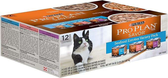 Nestle Purina Petcare 381023 36 oz Pro Plan Seafood Entrees Variety Pack (Pack of 12)