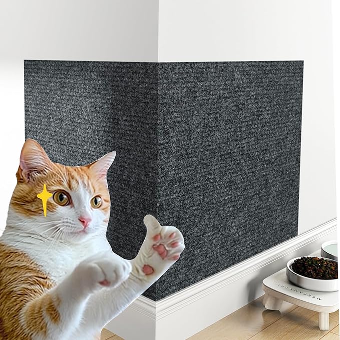 Decotalk Adhesive Wall Cat Scratcher Dark Gray Wall Mount Cat Scratcher Carpet Walls Mounted Scratching Post 15.7x78.7 Inch Grey Cats Corner Scratching for Walls Couch Furniture Protectors Easy to Use