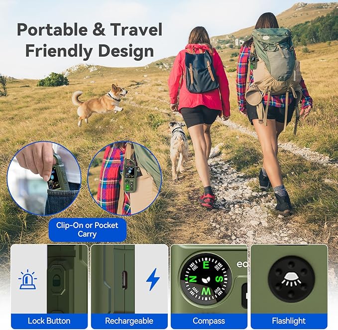 Wireless Dog Fence for 2 Dogs - Electric Dog Fence Wireless, Perimeter Dog Collar with Adjustable Radius up to 656 ft in Open Areas, Outdoor Use, Waterproof, Rechargeable (Olive Green - for 2 Dogs)