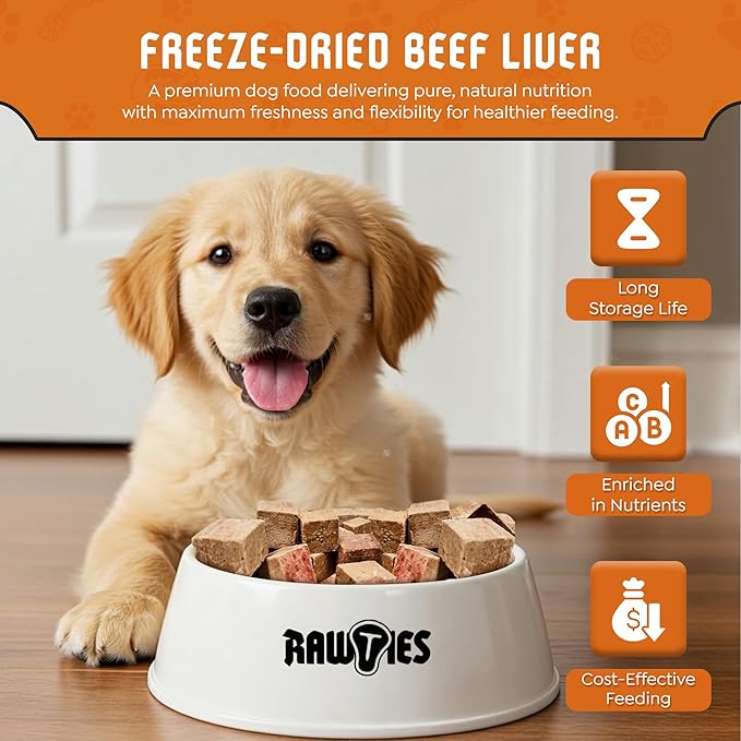 Premium Freeze-Dried Raw Beef Liver for Dogs – 100% USA-Sourced Raw Meat Dog Food – Grain-Free, No Fillers, High Protein Nutrition for Small & Large Breeds, 4 Pack
