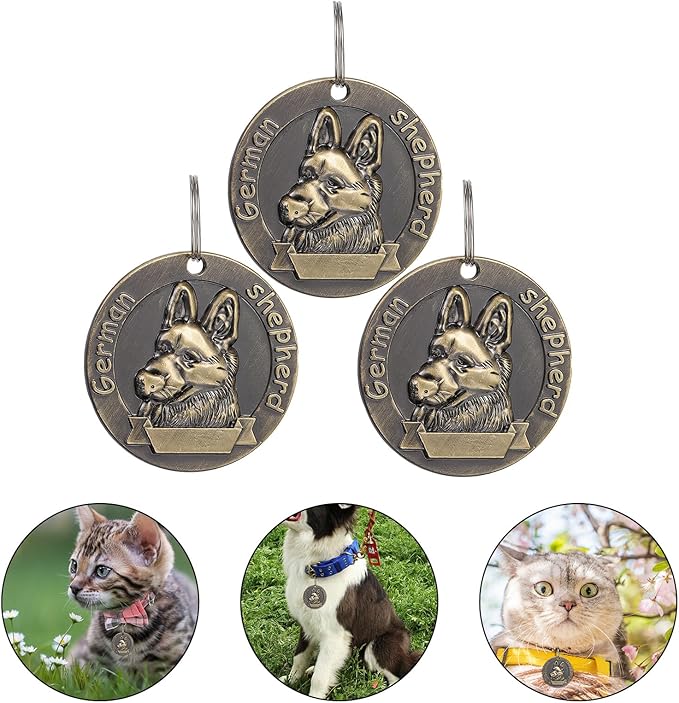 Abaodam 3pcs Vintage Zinc Alloy Dog Id Tags for Large Breed Dogs, Pet Identity Tags, Sturdy Collar Accessories for Dog Supplies