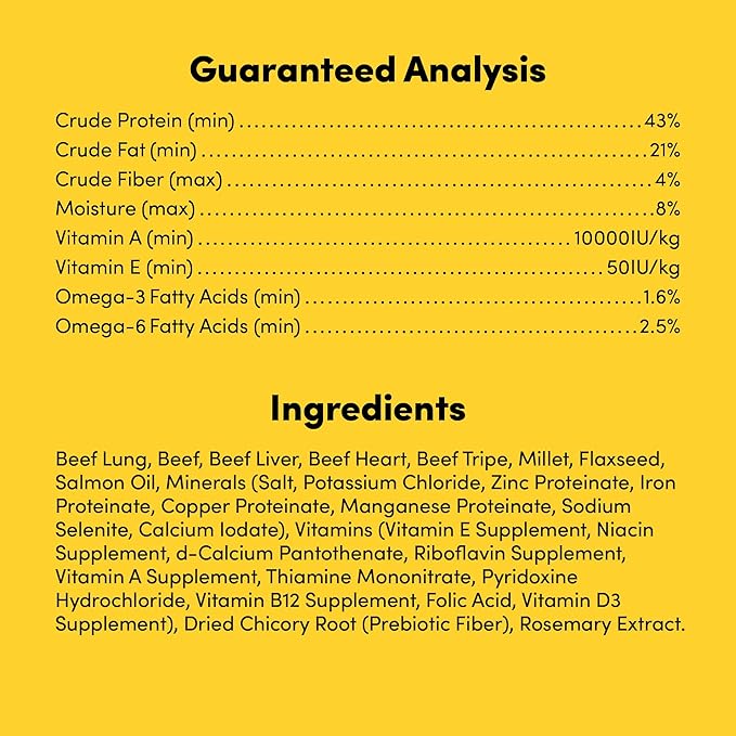 Raw100 Freeze-Dried Beef Organs Dog Food, Meal or Mixer, High Protein, Complete and Balanced, No Corn or Wheat, 4oz