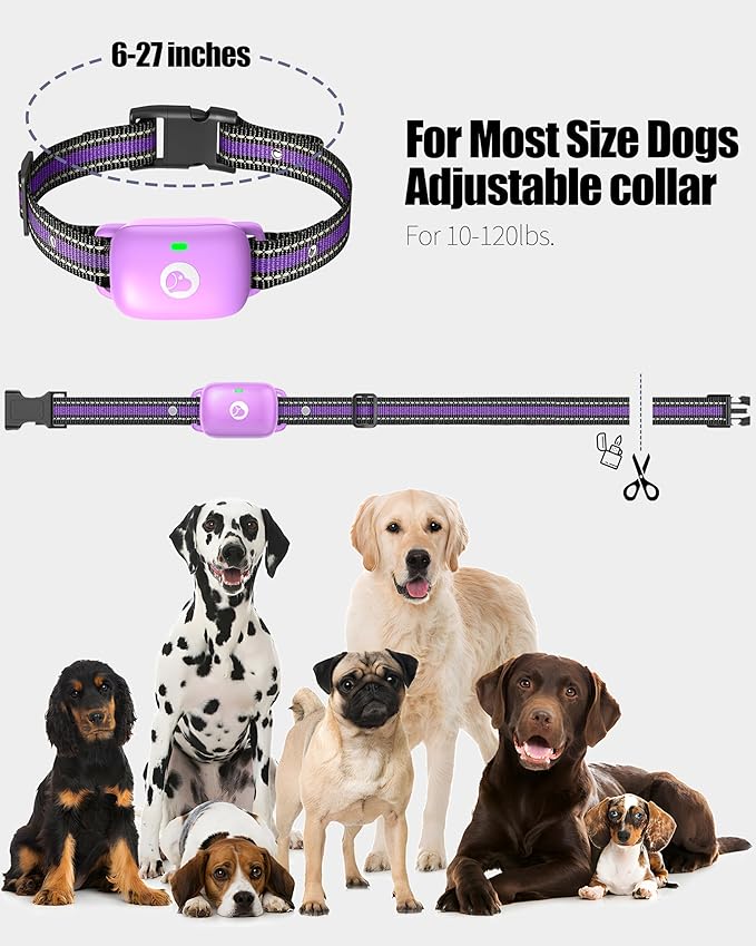 Dog Shock Collar with Remote Control - Rechargeable Training Collar for Dogs, Beep/Vibration/Shock, Security Lock, 2600FT Range IP68 Waterproof Electric Collar for 10-120lbs All Breeds, Purple