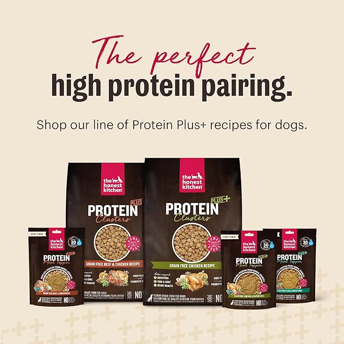 The Honest Kitchen Protein Plus+ Dehydrated Meal Topper: Grain Free Chicken Superfoods, 12oz Pouch