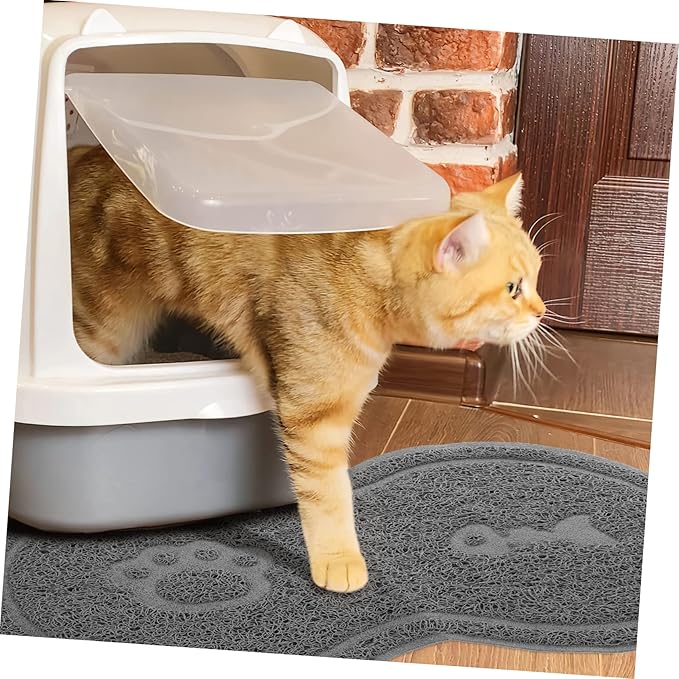 Cat Litter Box Mat PVC Cat Bowl Mat: Nonslip Waterproof for Litter Box That Ches - for Under Pet Food Bowl, 17.7 x 10.2 x 0.2 inch