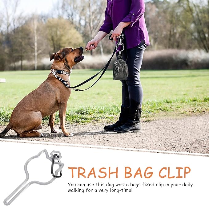 8pcs Dog Poop Bag Holder Clips Hands-free Leash Attachment Plastic Pet Waste Bag Supply Smoke Gray for Walking and Outdoor Use