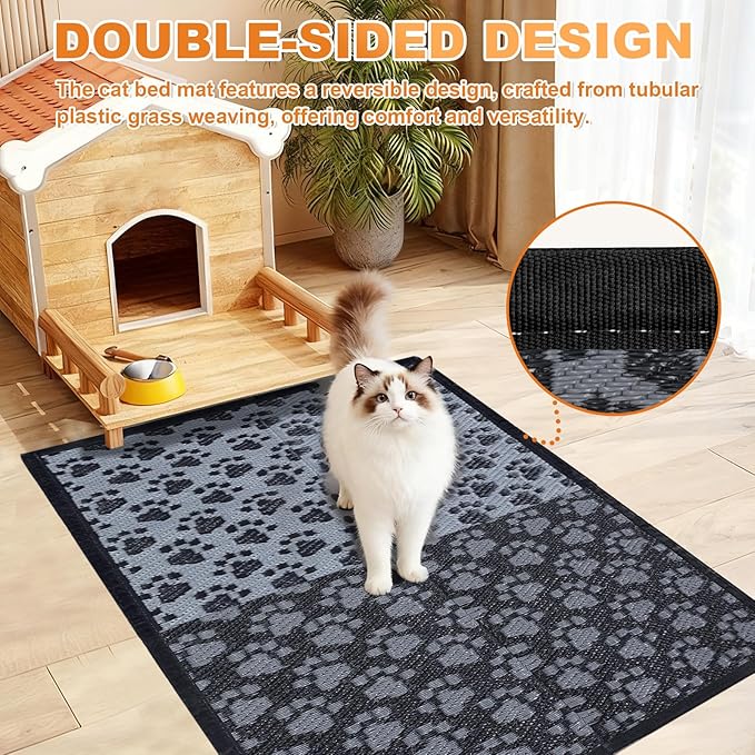 4x3 Feet Cat Bed Mats, Stain-Resistant, Washable and Easy to Clean, Reversible for Double-Sided Use, Convenient Design, Suitable for Both Outdoor and Indoor