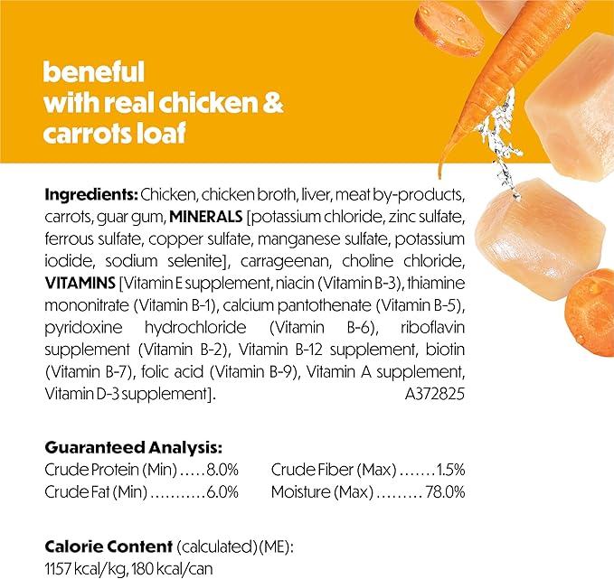 Purina Beneful with Real Chicken and Carrots Wet Dog Food Loaf - 5.5 oz Can (Pack of 12)