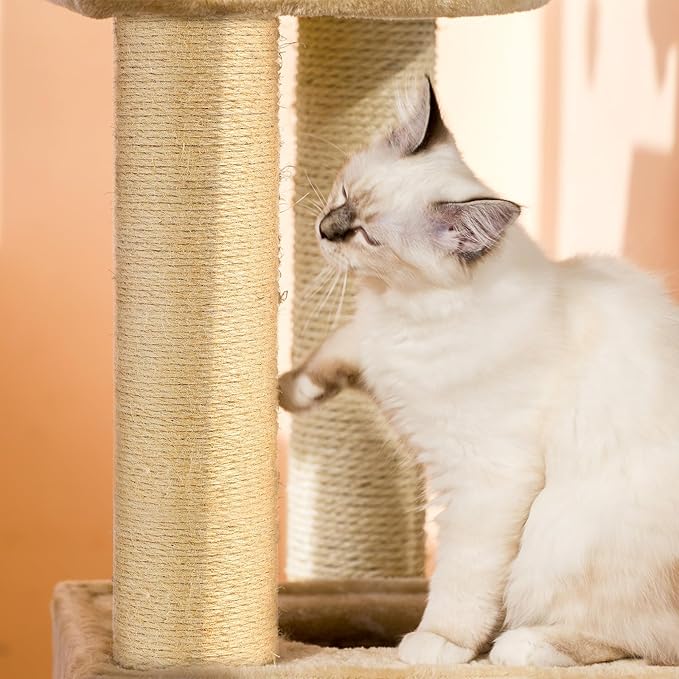 4 Pcs M8 Cat Scratching Post Replacement 11.8x3.5'' Sisal Pole Cat Tree Climbing Post Replacement with Screw, Refill Scratcher Pole for Indoor Kitten Tree Tower Spare Pet Furniture Protector