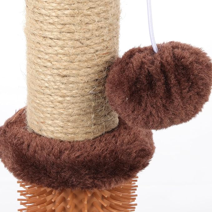 Toyvian Wear-Resistant Cat Scratching Post with Comfortable Palm Plush Cover Floor Cat Scratcher Household Kitten Scratch Pad with Platform for Play and Claw Care
