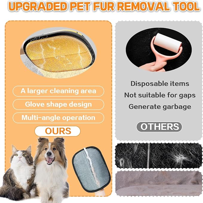 Pet Hair Removal Glove for Cats & Dogs, The Magic Brush Pet Hair Remover, Reusable Electrostatic Pet Hair Remover Glove, Bye Bye Pet Hair Drama, for Laundry, Couch, Carpet, Car Seat(1set)
