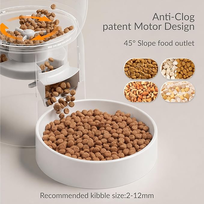 Waithem Wi-Fi Automatic Pet Feeder, Timed Dry Food Dispenser with App Programmable Portion Control, Up to 10 Meals Per Day, Dual Power Supply, for Cats and Small Dogs