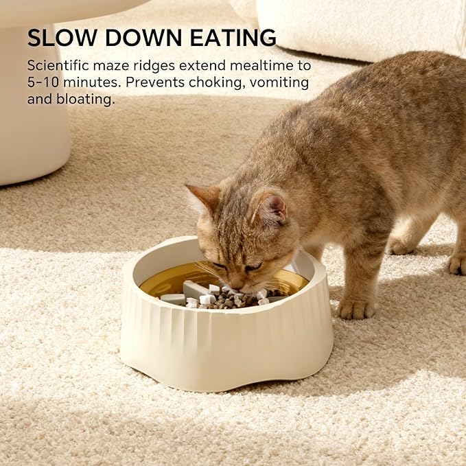 White Dual-Purpose Slow Food Bowl, Fast/Slow Food can be Freely Switched to Adapt to Different pet Eating Habits, Cross-Border pet Supplies