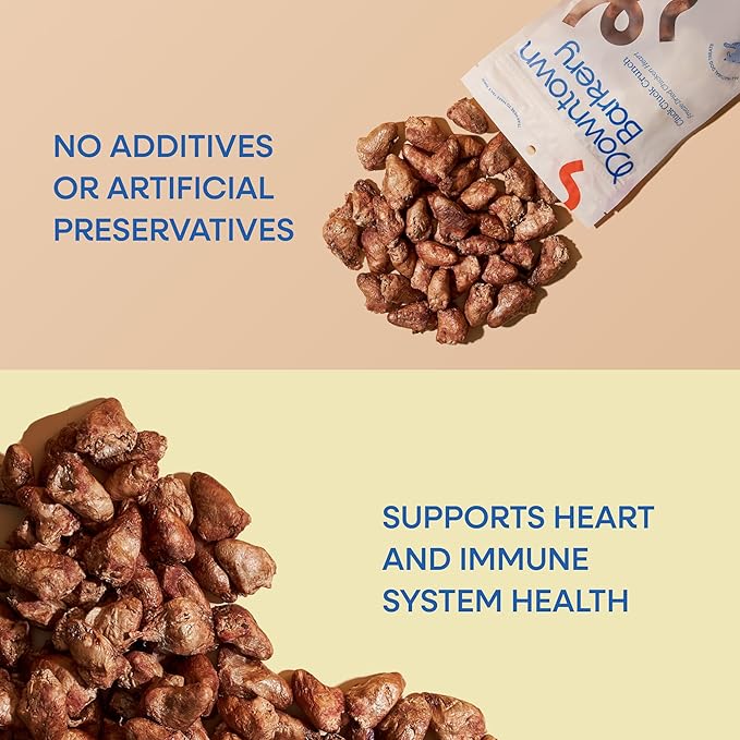 Downtown Barkery Freeze Dried Dog Treats - Single Ingredient, Low Calorie, Rich in Vitamins and Minerals - All Natural - Freeze Dried Chicken Hearts for Dogs, 4 Oz