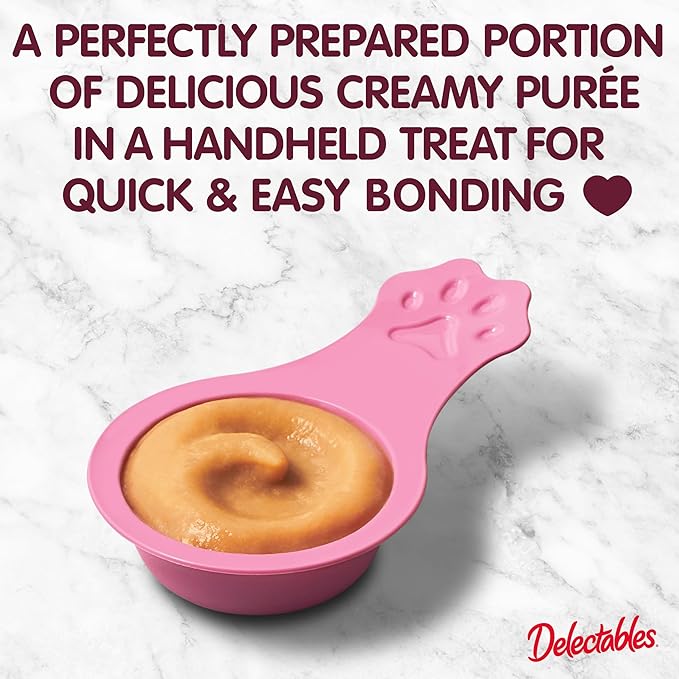 Delectables Lickable Spoon Handheld Wet Cat Treats Made with Wild-Caught Salmon, Quick & Easy Creamy Puree, Mess Free, No Added Preservatives, Salmon 96ct