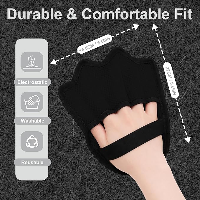 RCL Pet Hair Removal Glove, Upgraded Reusable Electrostatic Pet Hair Remover Mitt for Cats & Dogs, 5-Finger Design Grooming Glove for Sofa, Clothes, Carpet, Car Seat (1pc, Black)