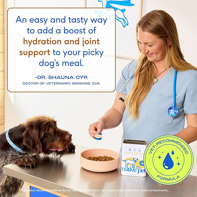 Native Pet Bone Broth for Dogs and Cats - Made with Real Beef Bone Broth, Dog Food Toppers for Picky Eaters- Provides Extra Hydration & Nutrition for Joint Strength, Immunity & Heart Health-192 Scoops