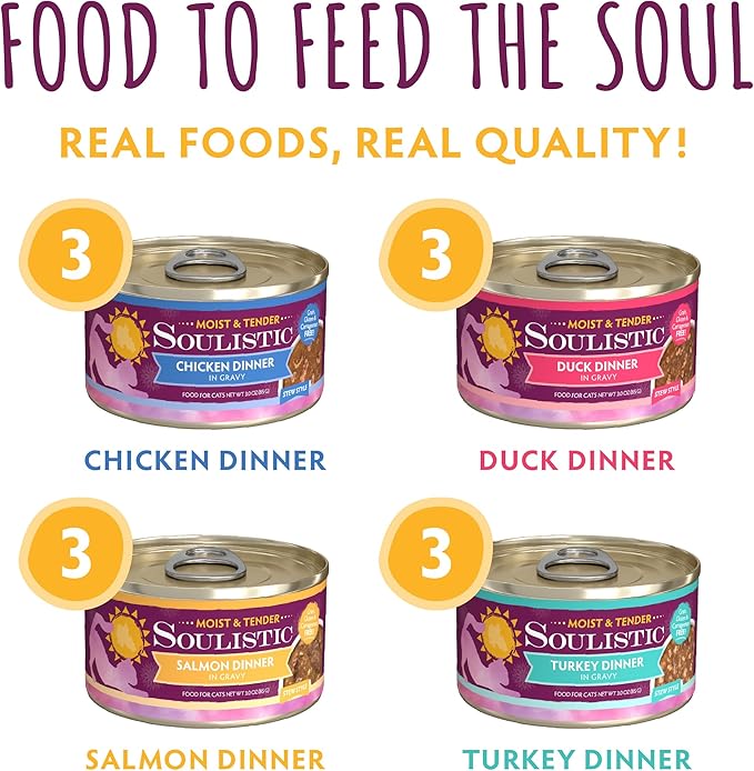 Soulistic Moist and Tender, Mystic Menu Variety Pack, 3oz Can, Pack of 12