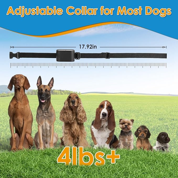 Electric Dog Collar Receiver, Anti-Bark Deterrent Training Collar with Beep Shock Modes, Adjustable Water Resistant Collar Receiver for Pet Fence System for Small Medium Large Dog