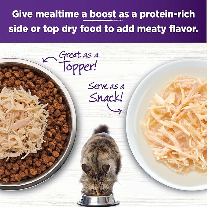 Wellness Bowl Boosters Wet Cat Food Topper, Grain Free, Natural, Shredded Chicken Recipe in Broth, 1.75 Ounce Pouch (Pack of 12)