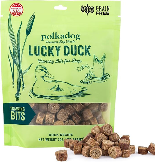 Polkadog Lucky Duck Crunchy Training Bits – All Natural, Grain Free Healthy Training Treats for Dogs. Handcrafted & Made in USA. Great for Dogs with Allergies or Sensitive Stomachs – 7oz
