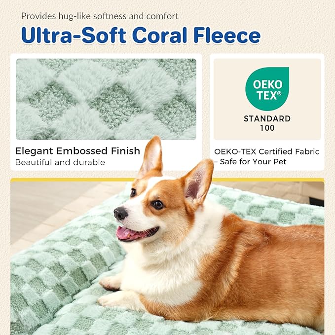 Cat Bed Cats Couch for Puppy and Kitten, Fluffy Pet Couch Small Dog Sofa Bed, Supportive Cat Sofa for Indoor Cats, Washable Cover & Non-Slip, 26 inch, Green