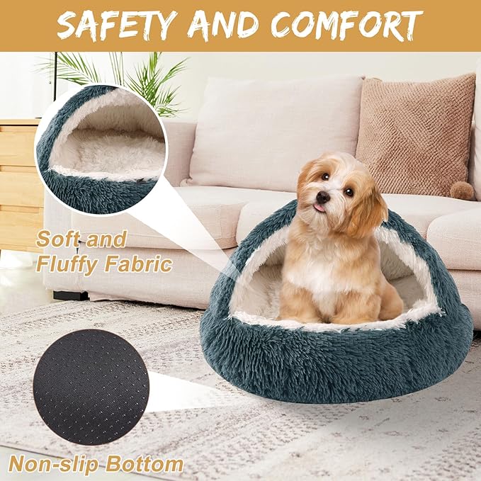 Dog Beds for Small Dogs, Cat Bed Cave, Washable Cute Cat Bed, Cozy Nook Pet Bed for Dogs or Cats, Anti-Slip Puppy Bed Fits up to 12 lbs Pets(Dark Grey, 20" x 20")