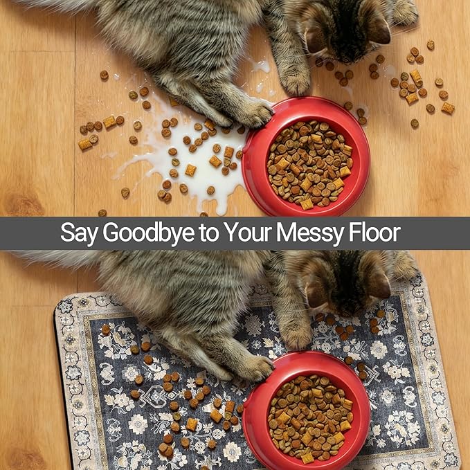 Dog Food Mat, Absorbent Waterproof Non-Slip Pet Cat Bowl Feeding Mat for Food & Water Pet Supplies 12 * 20"