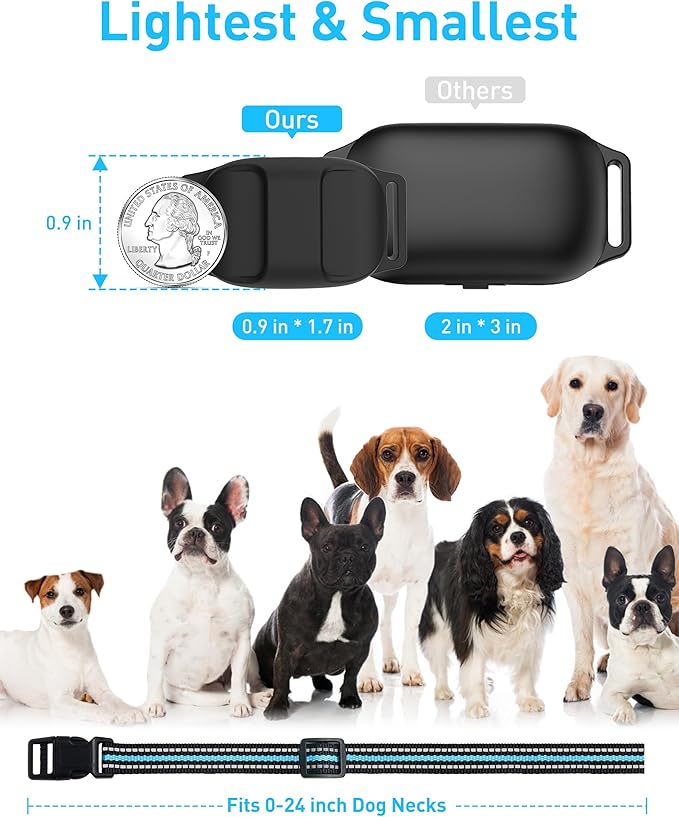 Ultra-Small Dog Training Collar, Tailored for Small Dogs 5-15lbs & Medium, Lightest Training Collar with Beep Vibration, Light for Night Walks, 3300Ft Rechargeable E Collar with Remote IPX7 Waterproof