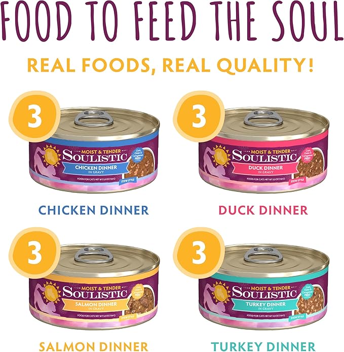 Soulistic Moist and Tender, Mystic Menu Variety Pack, 5.5oz Can, Pack of 12