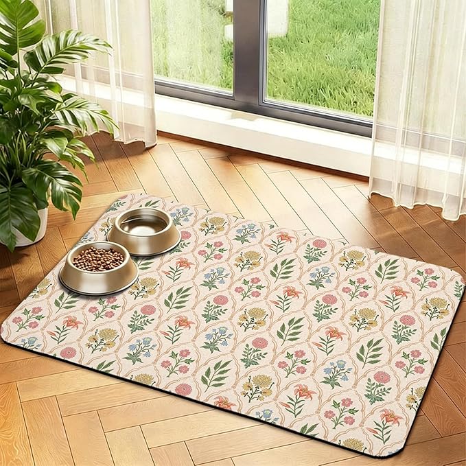 Dog Food Mat, Absorbent Waterproof Non-Slip Pet Cat Bowl Feeding Mat for Food & Water Pet Supplies 12 * 20"