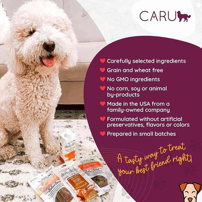 Caru - Soft n’ Tasty Baked Bites - Flavorful and Natural Dog Training Treats - Variety Pack - Beef, Chicken, Duck, Lamb, Salmon - 5 Pack