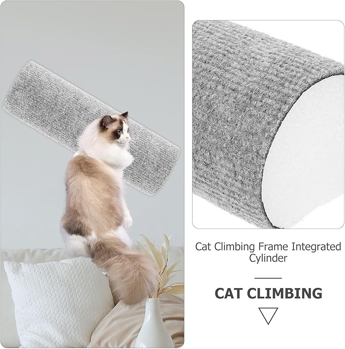 Beaupretty Reusable Cat Scratching Post Adhesive Base, Wear-Resistant Indoor Kitten Scratcher, 9x30cm Light Gray DIY Self-Adhesive Cat Climbing Tube for Home Use