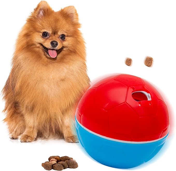 amicus - Crazy Ball Treat Dispenser - Pets Treat Ball - Interactive Treat Dispensing PetsToy - Pets Enrichment Toys - Pets Toys to Keep Them Busy - Slow Feeder - 300g/10.5 oz - Red/Blue