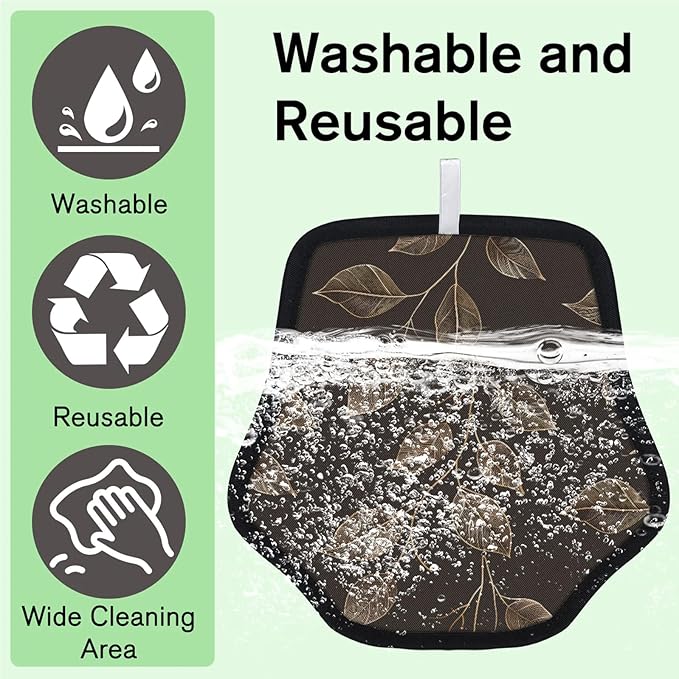 Leaf Plant Theme Electrostatic Pet Hair Removal Glove for Cats & Dogs - Reusable Grooming Mitt for Couch, Carpet, Car Seat & Laundry - Large 9x9 Inch