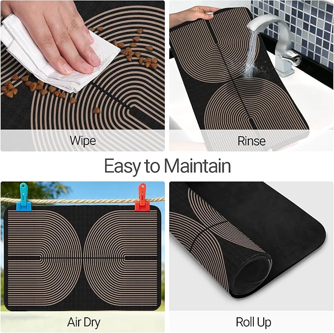 Dog Food Mat, Absorbent Waterproof Non-Slip Pet Cat Bowl Feeding Mat for Food & Water Pet Supplies 16 * 24"