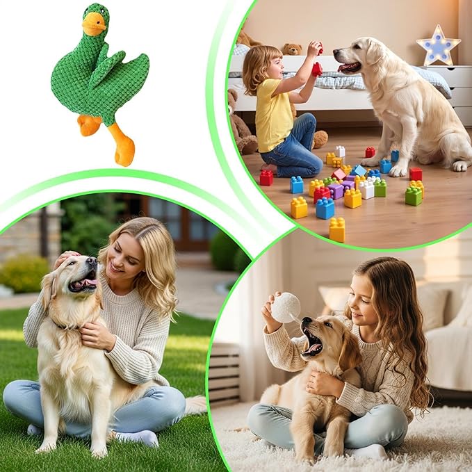 Dog Chew Toys - Chew Toys for Aggressive Chewers, Plush Duck Pet Supplies, Squeaky Calming Plush Stuffed Animals, Dog Teething Game with Squeaker for Puppy Small Medium Large Breed Home Travel