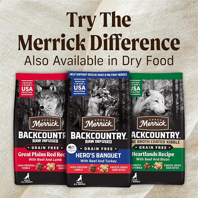 Merrick Backcountry Grain Free Premium Canned Wet Dog Food, Soft And Healthy Recipe, Real Beef Dinner - (Pack of 12) 12.7 oz. Cans