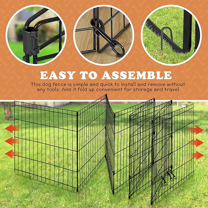 Pet Dog Playpen 24/30/36/42/48 Inch Metal Portable Dog Exercise Pen Indoor Outdoor Folding Yard Puppy Dog Fence for Small Medium Large Dogs 8 Panel