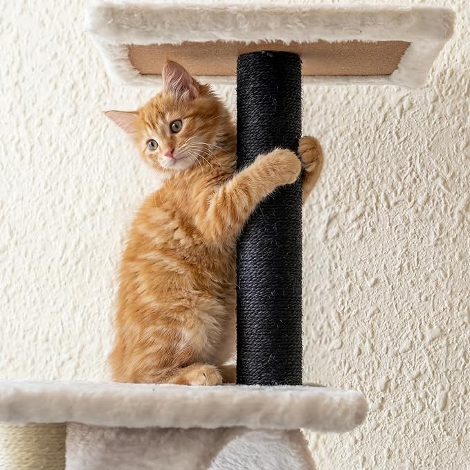 8 Pcs M8 Cat Scratching Post Replacement 15.7x3.1'' Sisal Pole Cat Tree Climbing Post Replacement with Screw Refill Scratcher Pole, Indoor Kitten Tree Tower Spare Furniture Protector (Black)