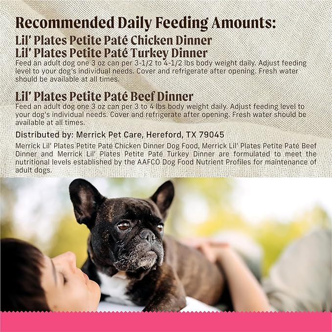 Merrick Lil’ Plates Petite Pates Premium Grain Free Wet Dog Food Variety Pack, Natural Beef, Chicken, Turkey - (Pack of 12) 3 oz. Cans