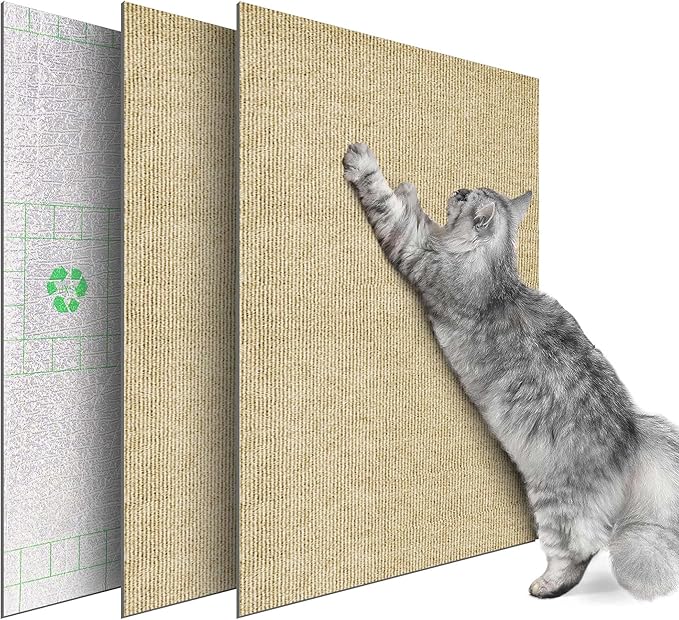 Cat Scratch Furniture Protector, DIY Climb Cat Scratcher Mat for Covering Couch Protector from Cat Claws 78.7"x15.8" (Khaki)