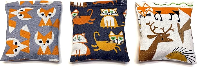 Organic Catnip Toys, Made with GOTS Certified Organic Fabric, Organic Catnip, Organic Thread, One package of 3 toys, Handmade in the USA